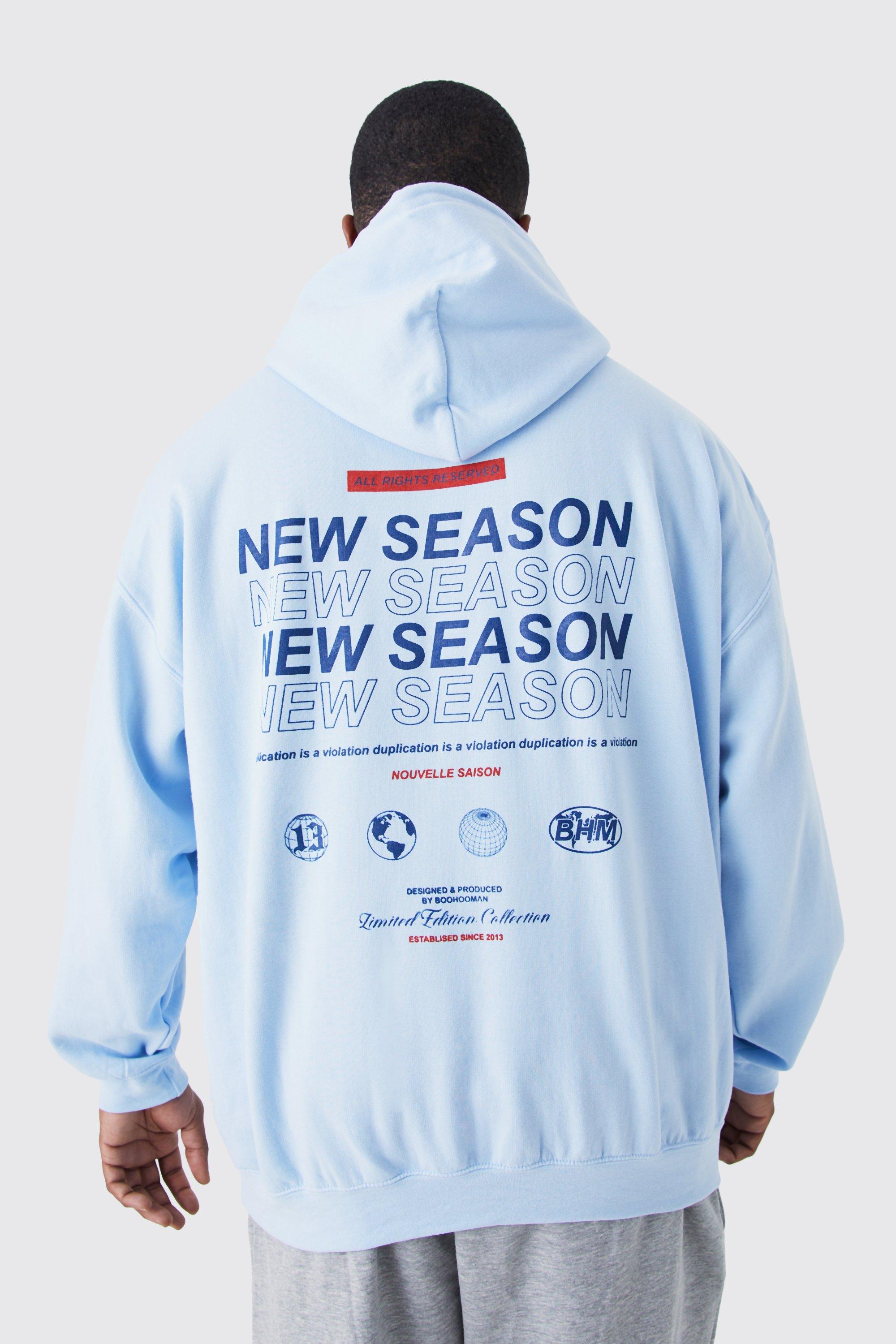 Boohooman light blue online hoodie